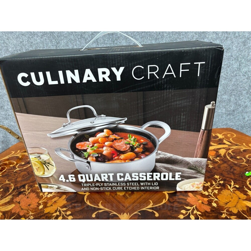 Culinary Craft 4.6 Quart Casserole TRI-PLY stainless Steel NonStick Cubed Etched